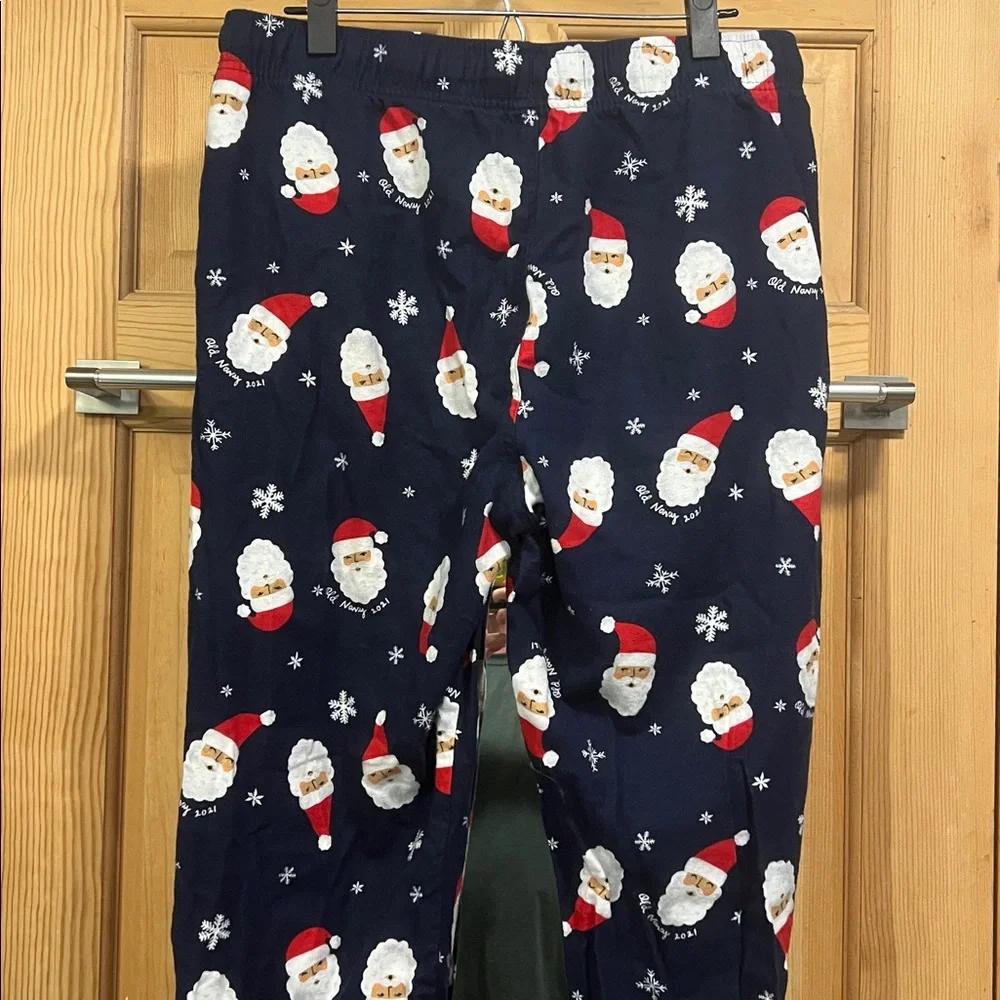 Old Navy Men’s Pajama Bottoms Flannel Navy with Santa Print Sz L - Picture 5 of 6